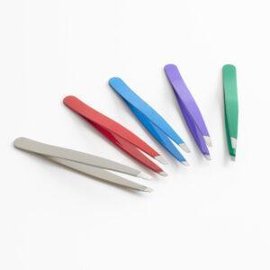 Pinzette inox color punta obliqua
