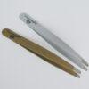 Pinzette inox punta obliqua linea oro e argento